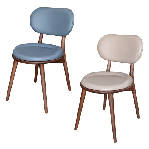 테일러 호두나무(월넛)원목 의자(블루, 크림 2색)